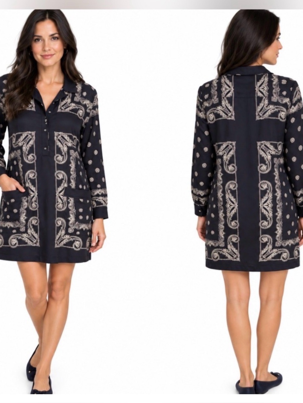 NWT J.Crew shirt-dress in bandana print Blue & White Size 10